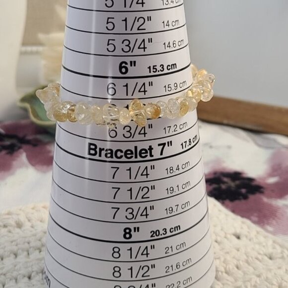 Golden Rutile Quartz Bracelet | Natural Chip Stretch Boho Healing Crystal Gift - Picture 5 of 6